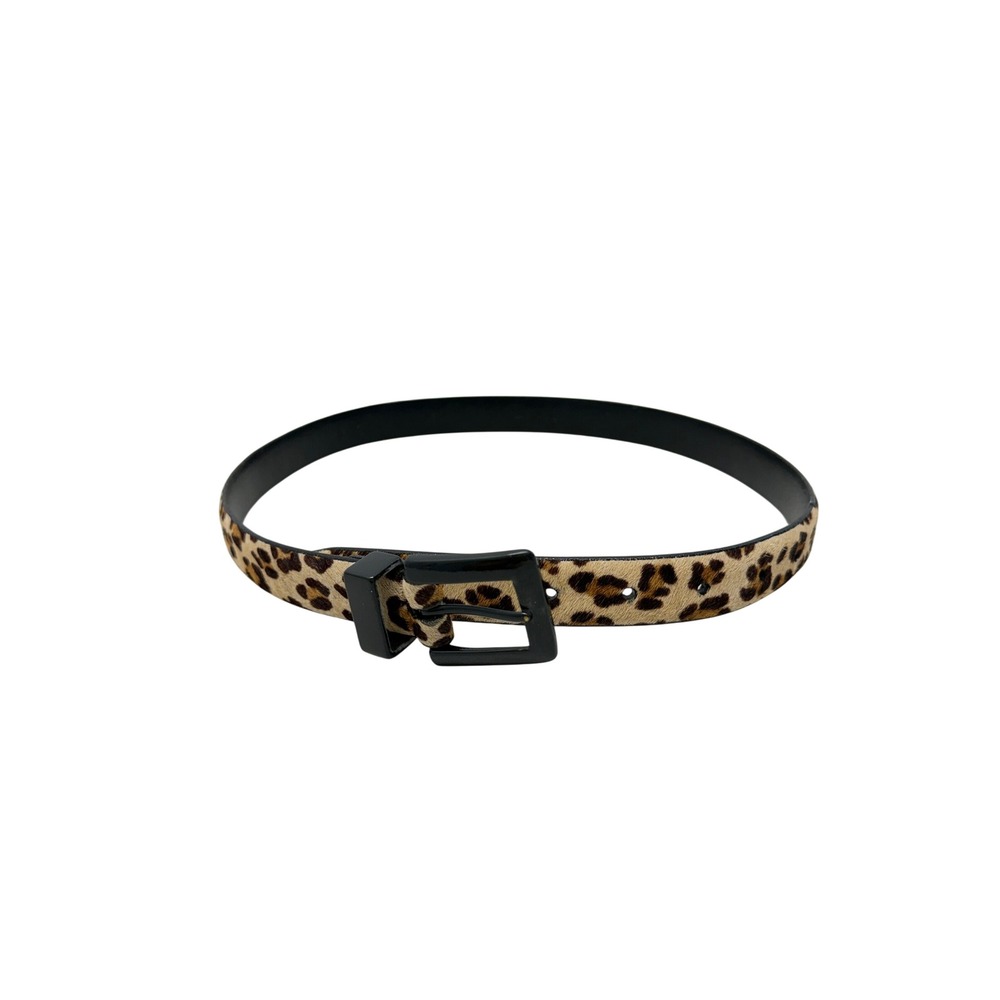 WCM New York Leopard Print Calf Hair Leather Belt Medium Black Buckle
